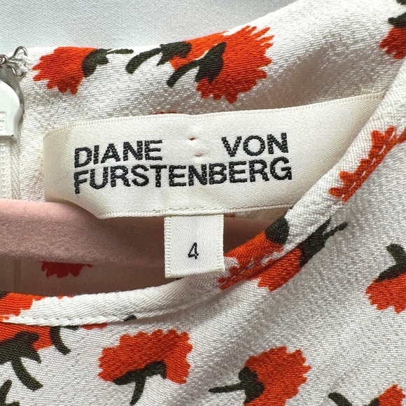 Diane von Furstenberg DVF Elly Floral Print Crepe Ruffle Mini Dress Size 4 - Picture 7 of 10